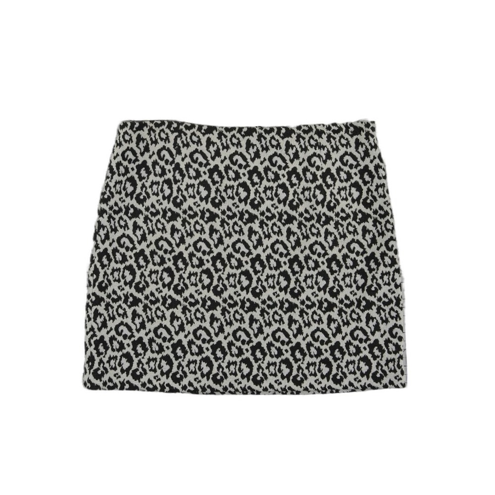 NEW Tibi Leopard Print Skirt Women's Size 8 Black White Animal Mini Jacquard